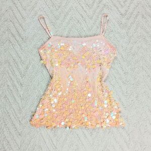 Y2K Ombre Iridescent Beaded Sequin Fairy Top